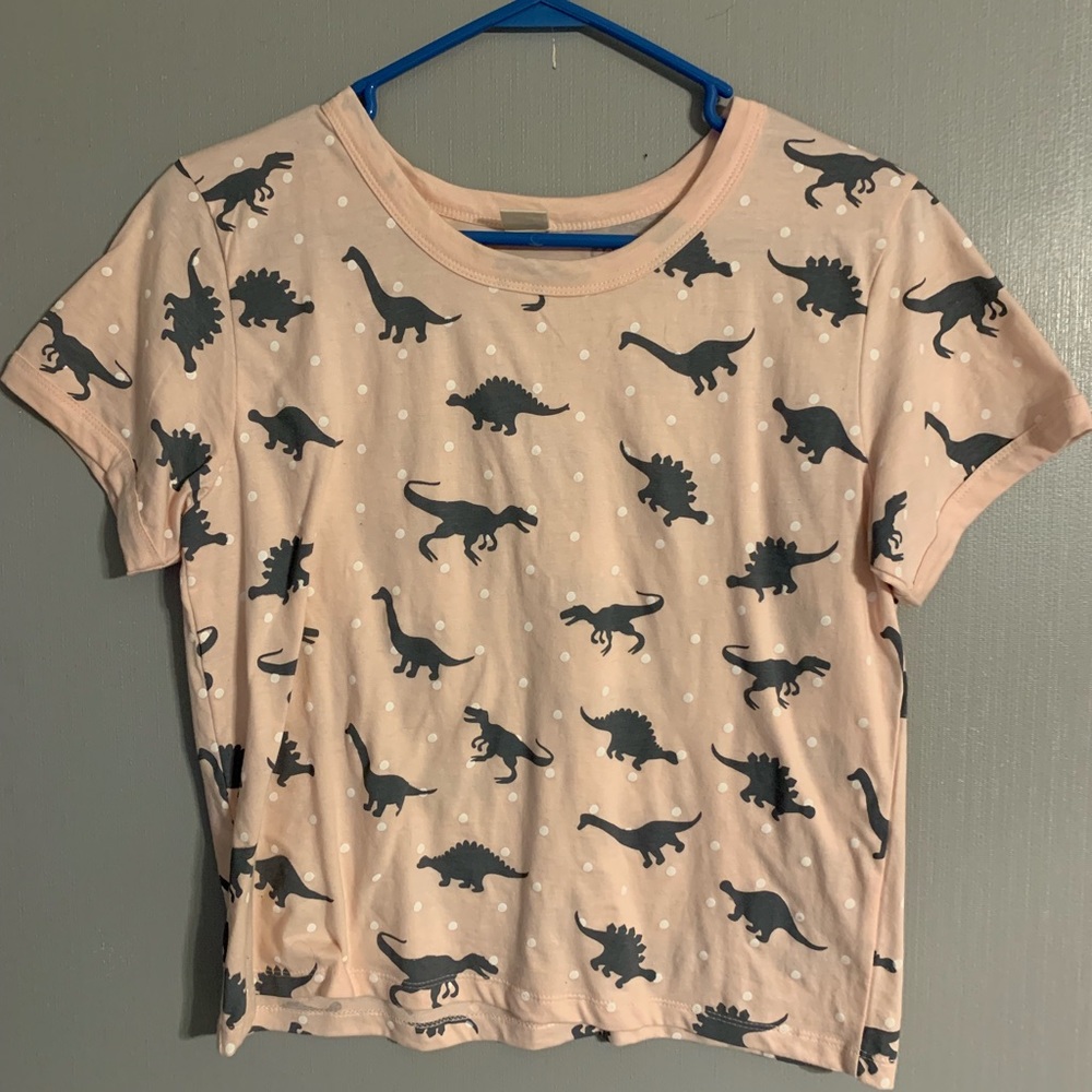 Dinosaur & Polka dot print crop top